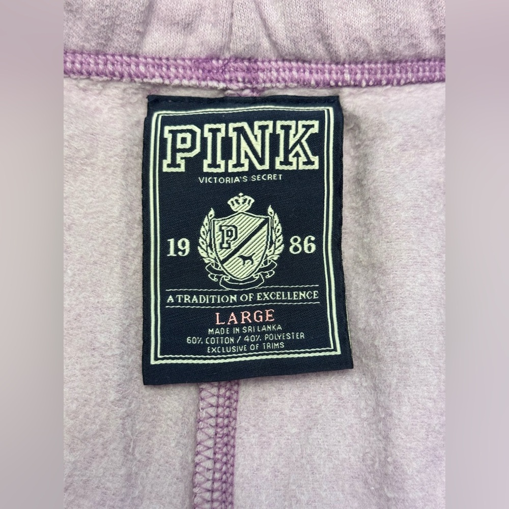 VS PINK VINTAGE Y2K CAMPUS SWEATPANTS PURPLE “HUGS & KISSES” BLING RHINESTONE LG - Picture 8 of 10